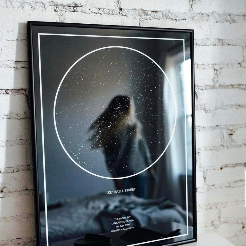 Star map showing reflection of a girl enjoying her time.